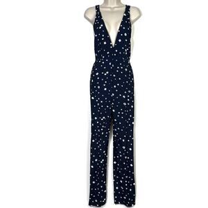 Reformation Navy Floral Jumpsuit
